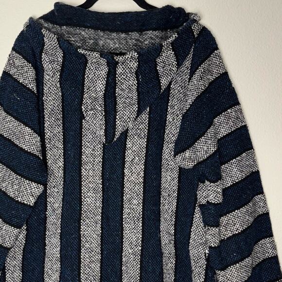 Molina vintage Baja Hoodie Sweater pullover Size Medium Unisex Blue and Gray - Picture 15 of 16